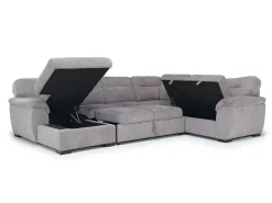 Mor Furniture Wanda Full Pullout Tux Storage Chaise Sectional In Gray, Left Facing