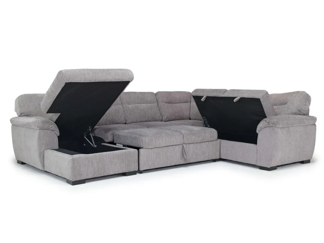 Mor Furniture Wanda Full Pullout Tux Storage Chaise Sectional In Gray, Left Facing