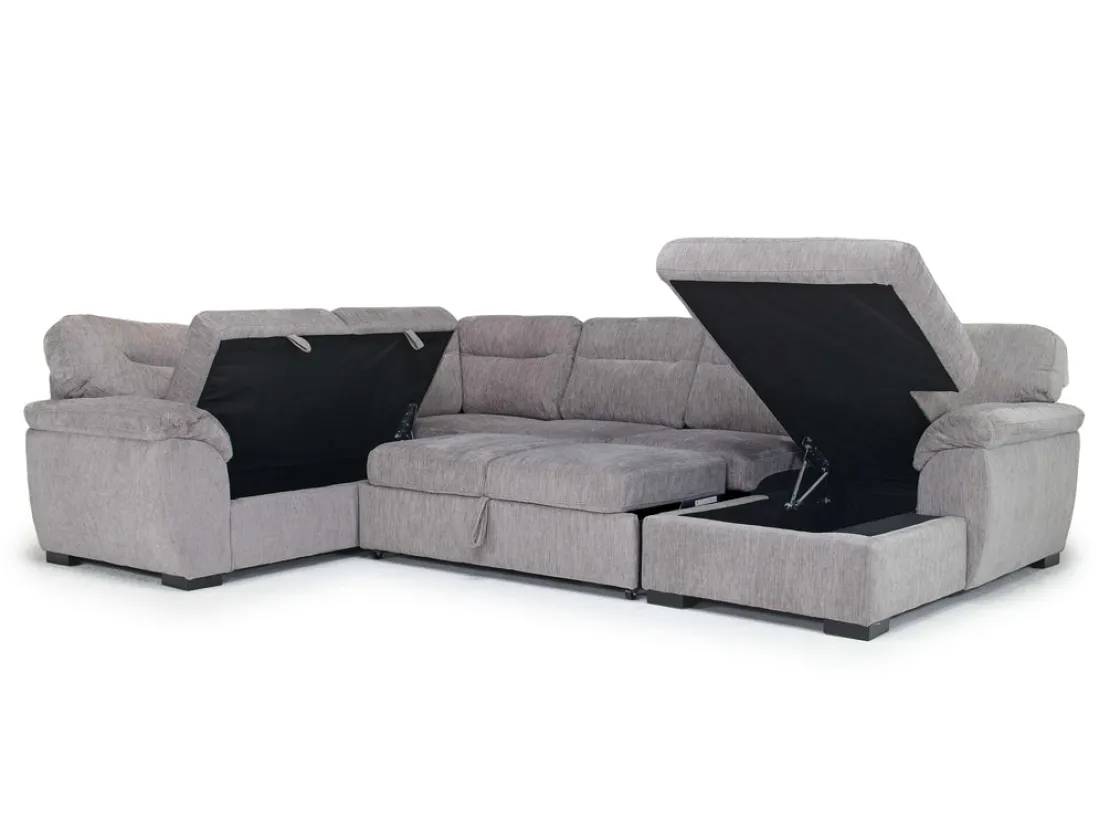 Mor Furniture Wanda Full Pullout Tux Storage Chaise Sectional In Gray, Left Facing