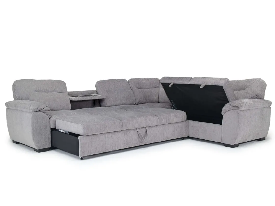 Mor Furniture Wanda Full Tux Sleeper Sectional W/ Storage In Gray, Right Facing