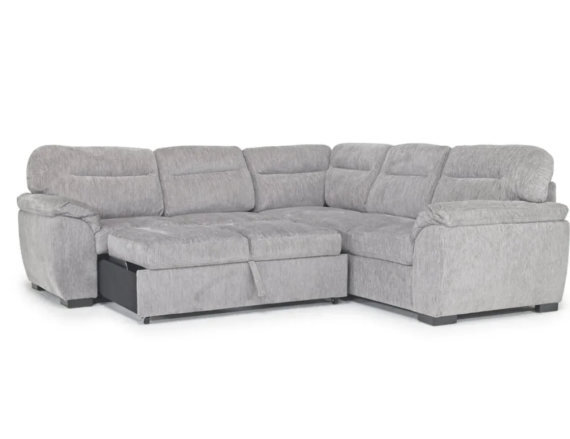 Mor Furniture Wanda Full Tux Sleeper Sectional W/ Storage In Gray, Right Facing