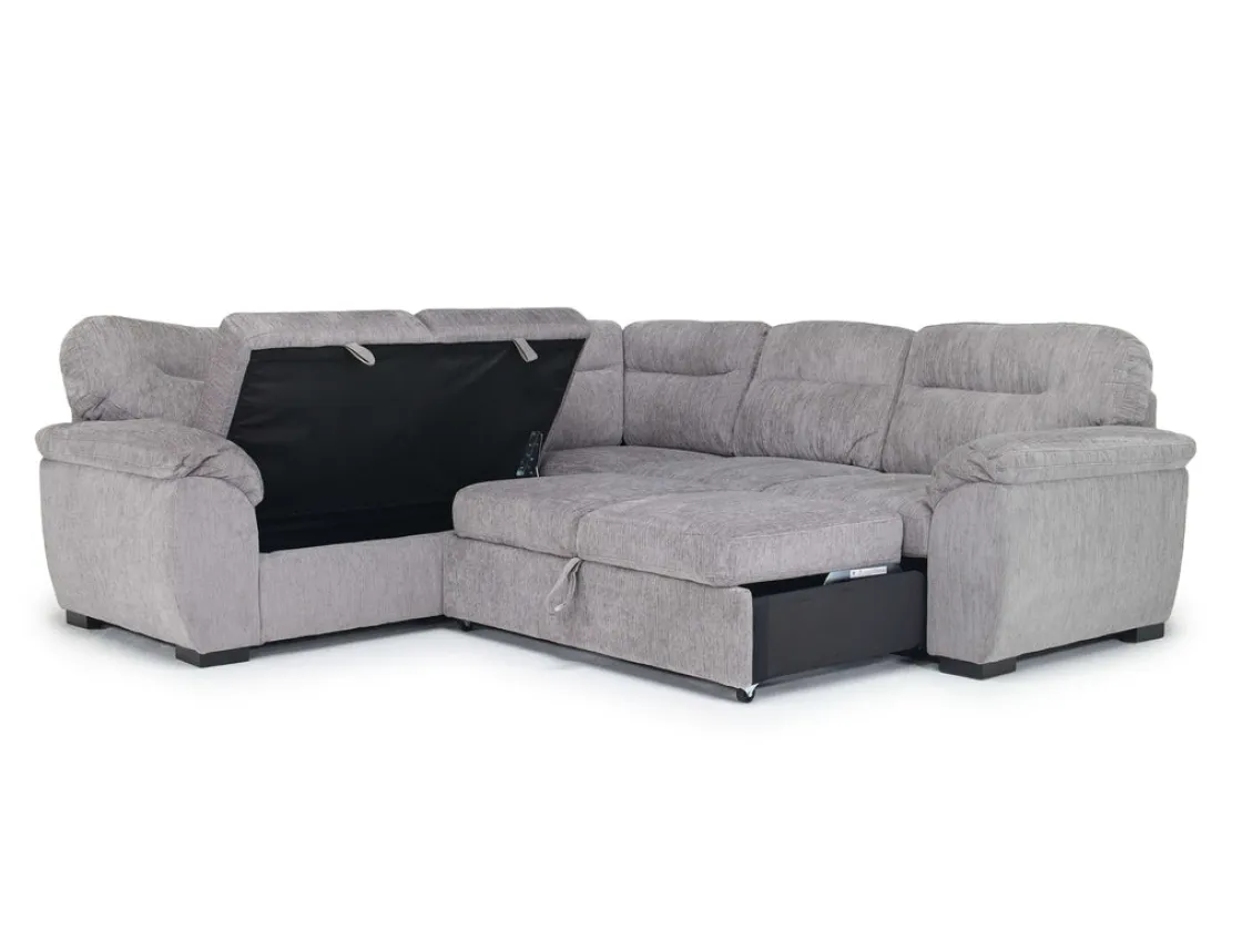 Mor Furniture Wanda Full Tux Sleeper Sectional W/ Storage In Gray, Right Facing