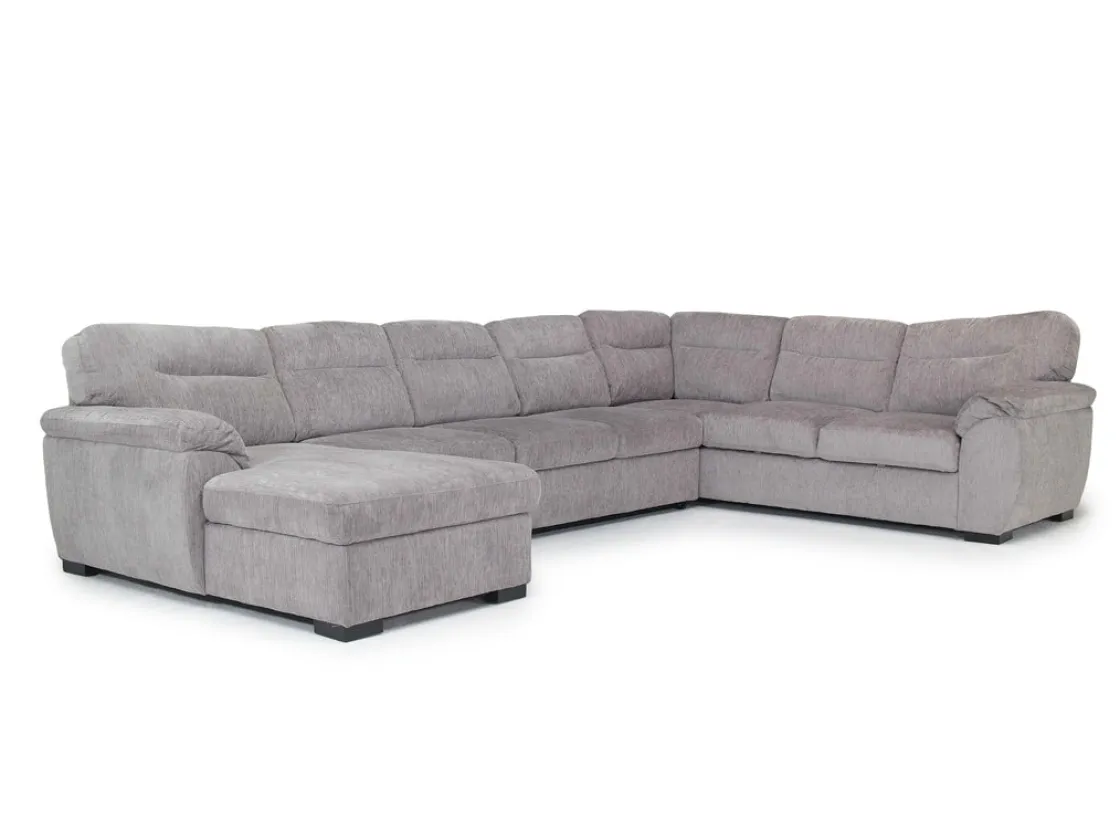 Mor Furniture Wanda Queen Pullout Tux Sofa Chaise Sectional In Gray, Left Facing