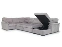 Mor Furniture Wanda Queen Pullout Tux Sofa Chaise Sectional In Gray, Left Facing