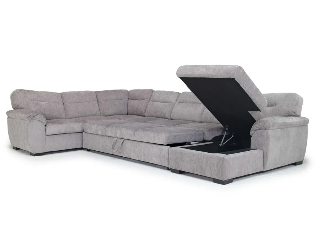 Mor Furniture Wanda Queen Pullout Tux Sofa Chaise Sectional In Gray, Left Facing