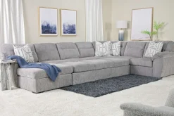 Mor Furniture Wanda Queen Pullout Tux Sofa Chaise Sectional In Gray, Left Facing
