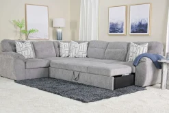 Mor Furniture Wanda Queen Tux Sleeper Sectional W/ Drop Table In Gray, Right Facing