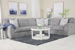 Mor Furniture Wanda Queen Tux Sleeper Sectional W/ Drop Table In Gray, Right Facing