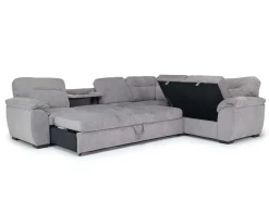Mor Furniture Wanda Queen Tux Sleeper Sectional W/ Drop Table In Gray, Right Facing