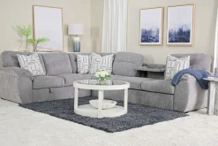 Mor Furniture Wanda Queen Tux Sleeper Sectional W/ Drop Table In Gray, Right Facing