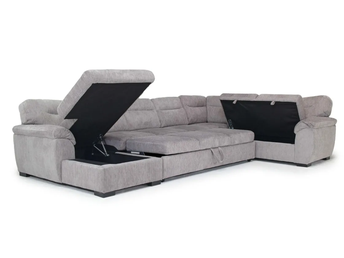 Mor Furniture Wanda Xl Storage Chaise Sleeper Sectional In Gray, Left Facing