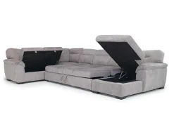 Mor Furniture Wanda Xl Storage Chaise Sleeper Sectional In Gray, Left Facing