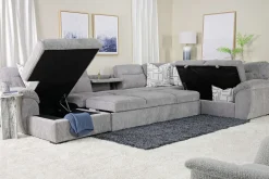 Mor Furniture Wanda Xl Storage Chaise Sleeper Sectional In Gray, Left Facing