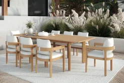 Mor Furniture Wesley Outdoor Dining Table & 8 Chairs In White/Natural