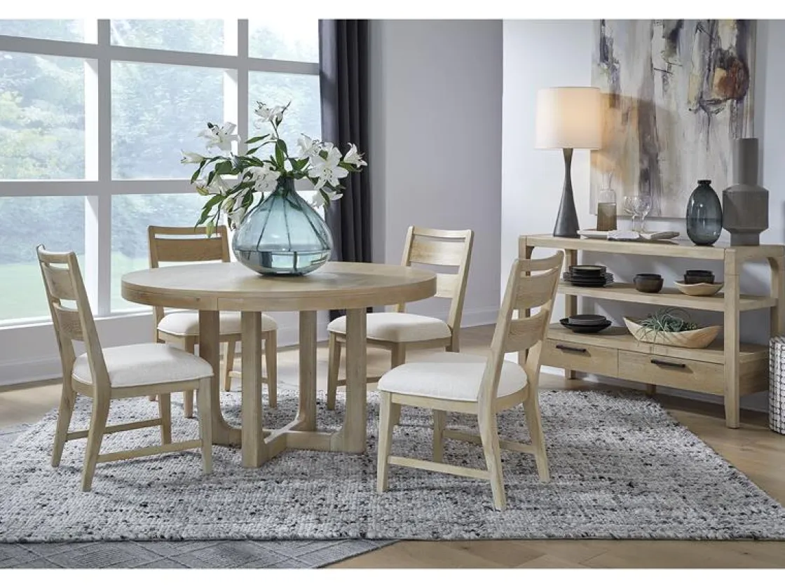 Mor Furniture White Oak Round Dining Table & 4 Chairs In Butternut