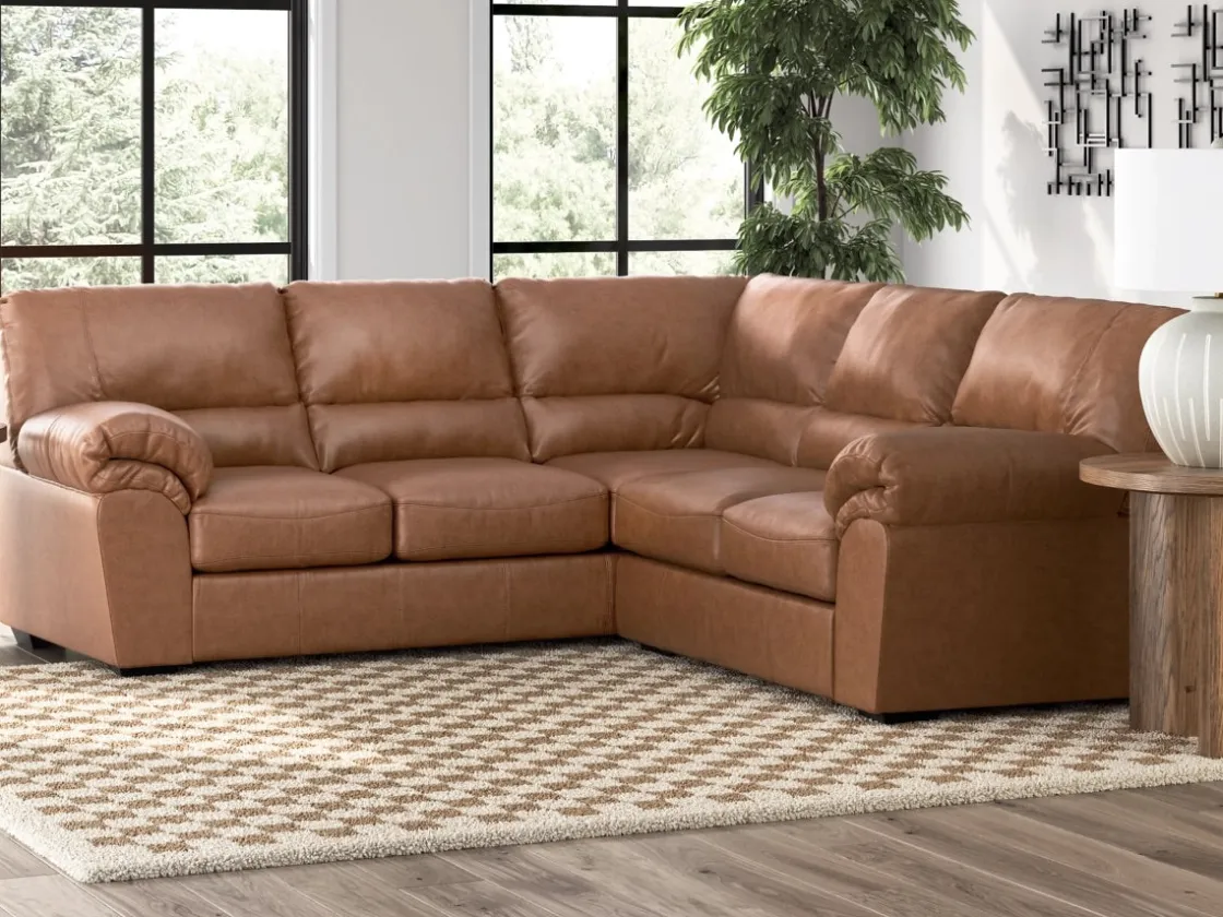 Mor Furniture Whitlock Tux Loveseat Sectional In Caramel, Left Facing