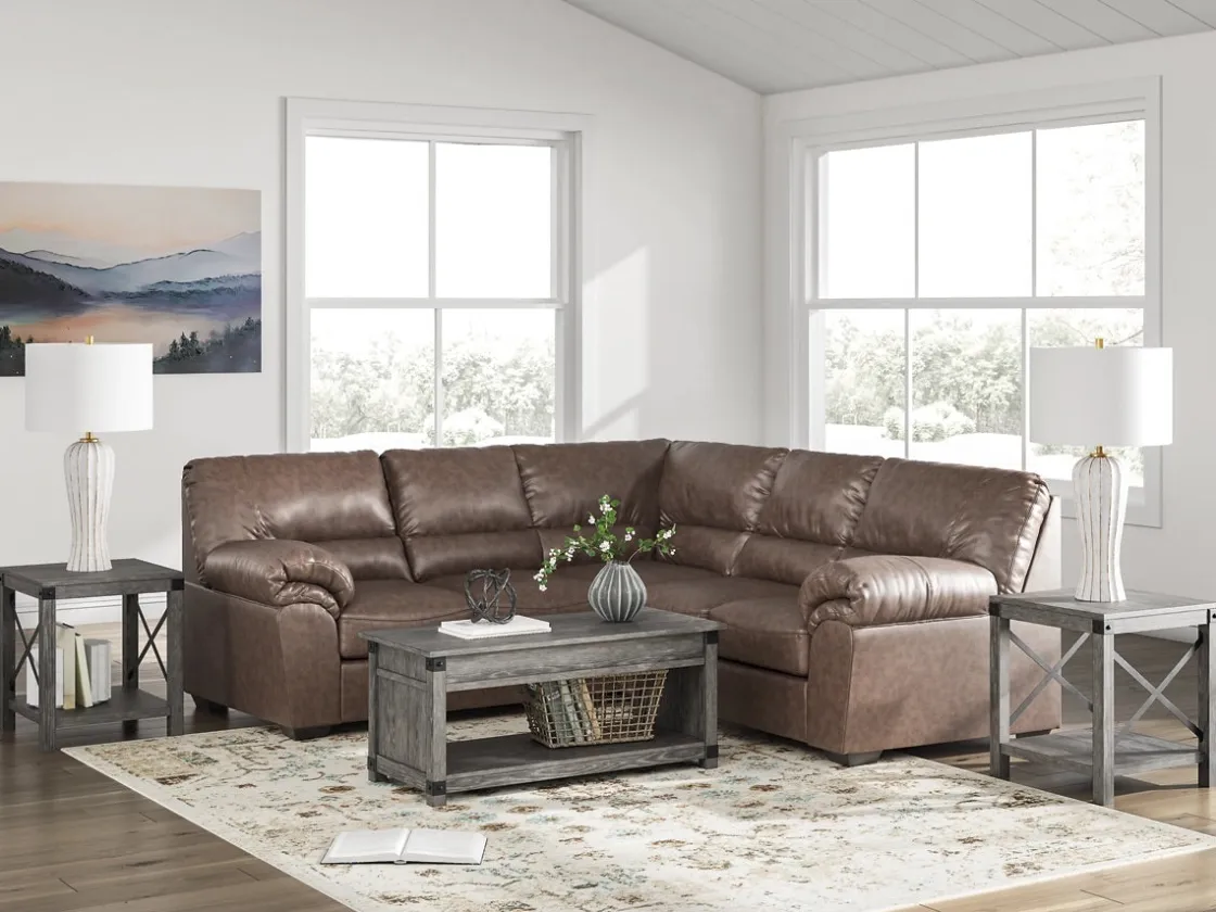 Mor Furniture Whitlock Tux Loveseat Sectional In Caramel, Left Facing