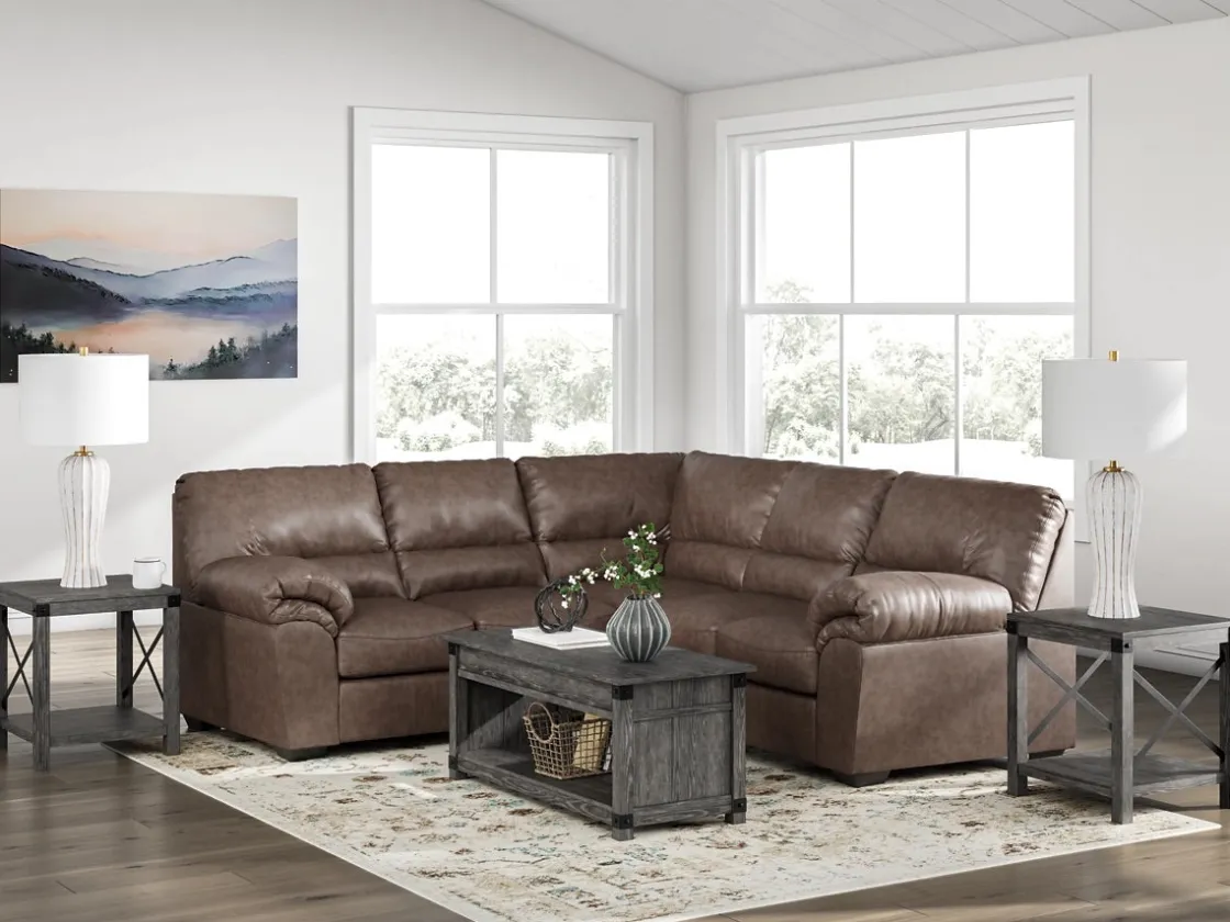 Mor Furniture Whitlock Tux Loveseat Sectional In Caramel, Left Facing