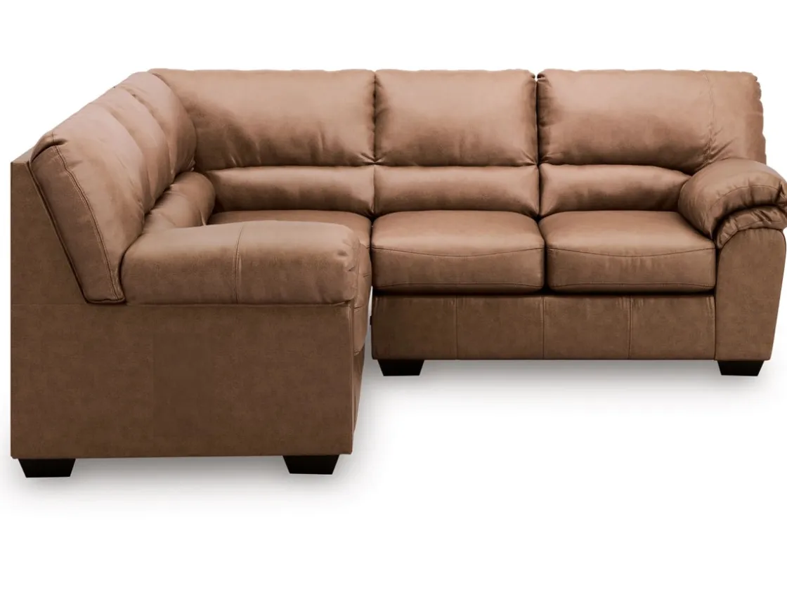 Mor Furniture Whitlock Tux Loveseat Sectional In Caramel, Left Facing