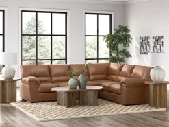 Mor Furniture Whitlock Tux Sofa Sectional In Caramel, Left Facing