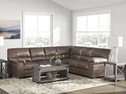 Mor Furniture Whitlock Tux Sofa Sectional In Caramel, Left Facing