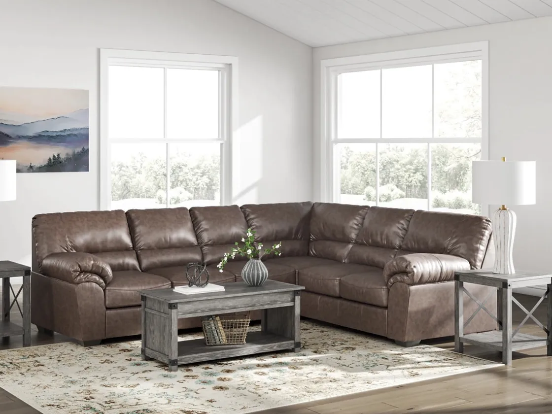 Mor Furniture Whitlock Tux Sofa Sectional In Caramel, Left Facing