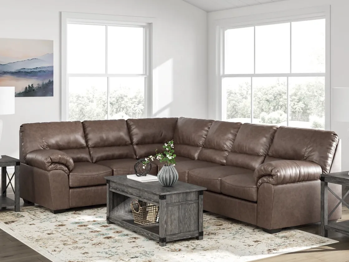 Mor Furniture Whitlock Tux Sofa Sectional In Caramel, Left Facing