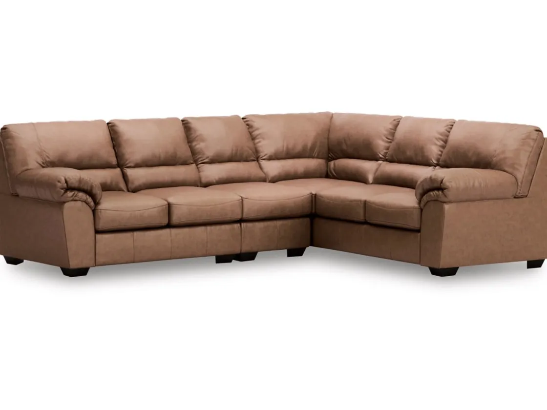 Mor Furniture Whitlock Tux Sofa Sectional In Caramel, Left Facing