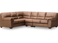 Mor Furniture Whitlock Tux Sofa Sectional In Caramel, Left Facing