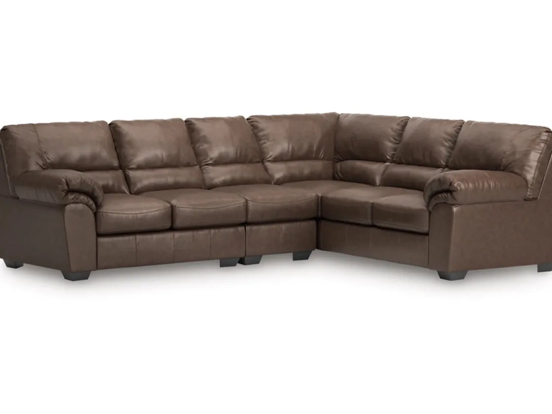 Mor Furniture Whitlock Tux Sofa Sectional In Caramel, Left Facing