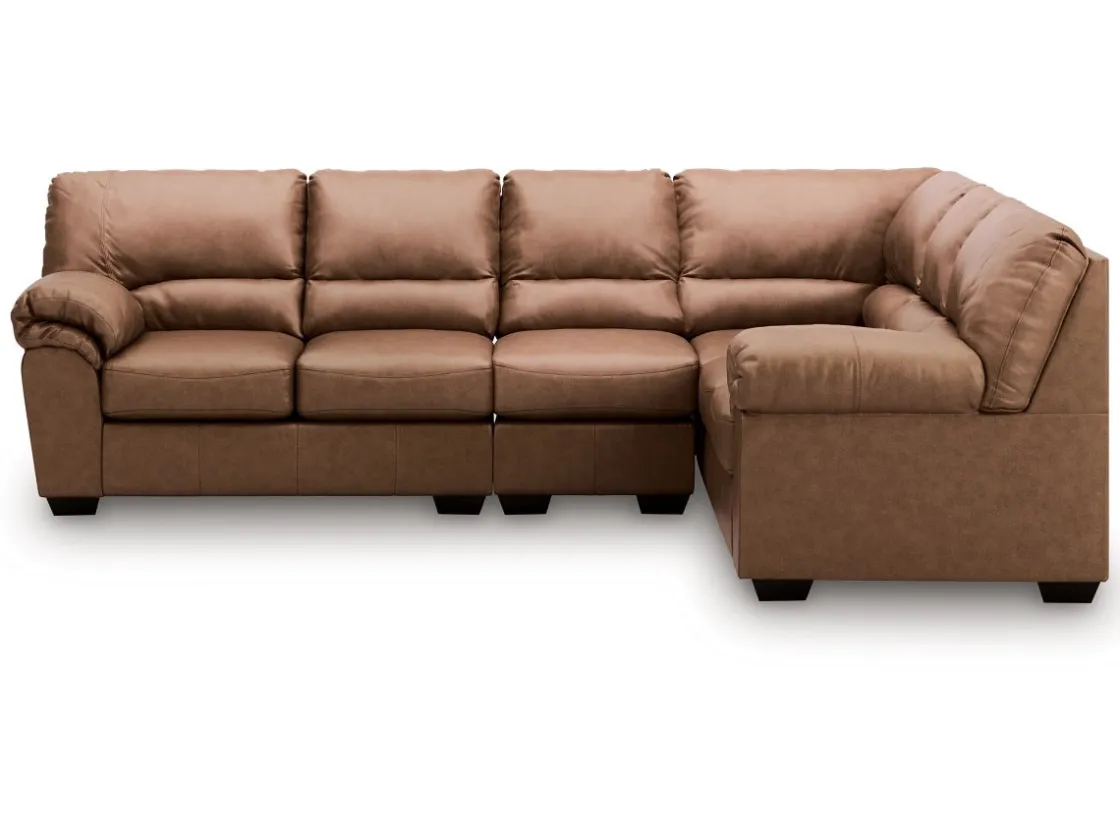 Mor Furniture Whitlock Tux Sofa Sectional In Caramel, Left Facing