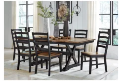 Mor Furniture Wildenauer Extendable Dining Table & 6 Chairs In Brown/Black