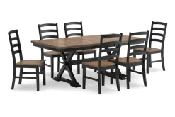 Mor Furniture Wildenauer Extendable Dining Table & 6 Chairs In Brown/Black
