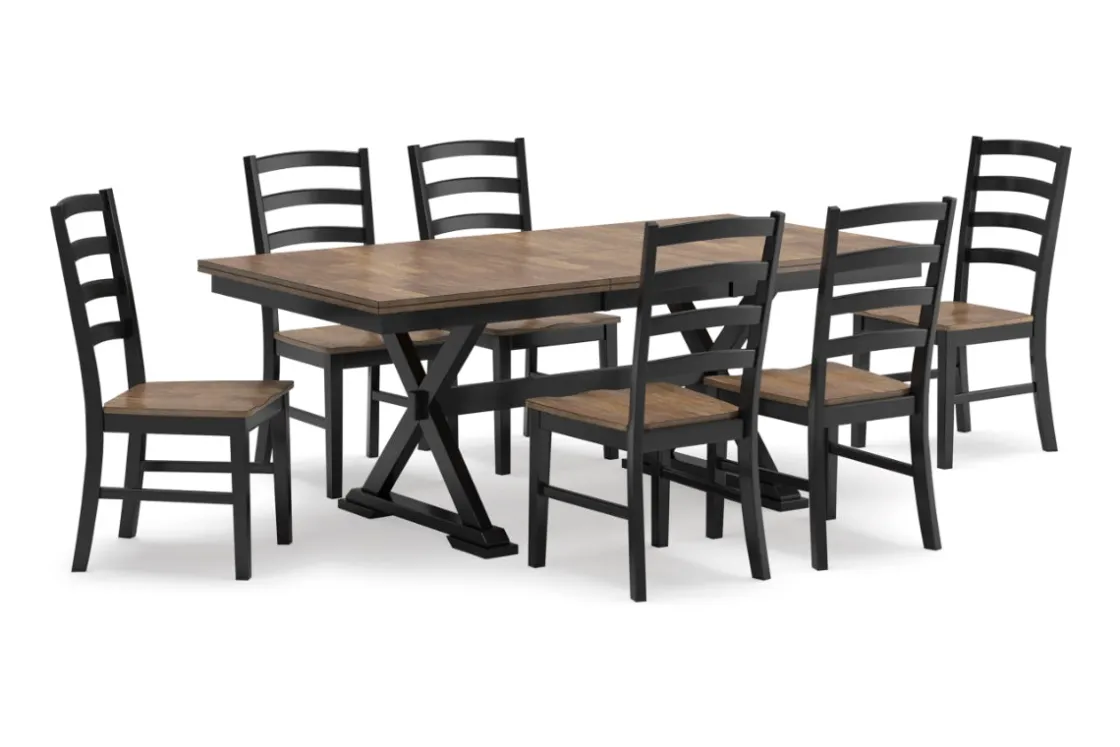 Mor Furniture Wildenauer Extendable Dining Table & 6 Chairs In Brown/Black