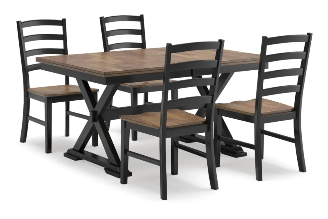 Mor Furniture Wildenauer Extendable Dining Table & 4 Chairs In Brown/Black