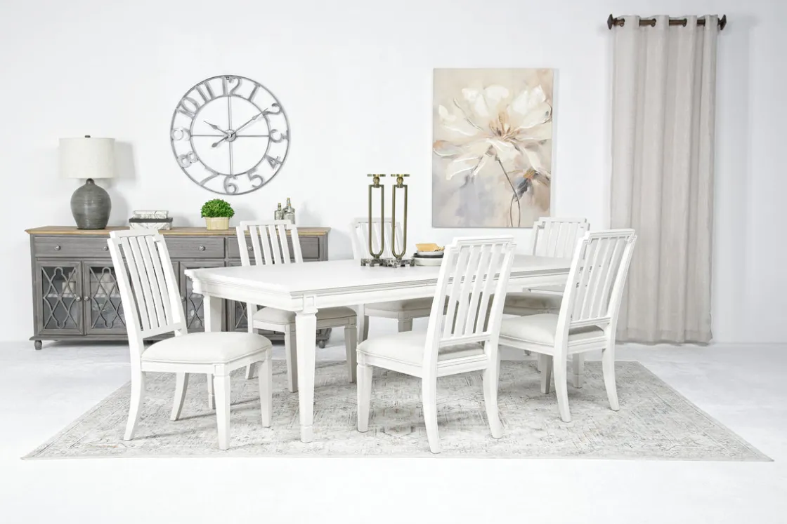 Mor Furniture Willowbrook Dining Table & 6 Chairs In Egg Shell White
