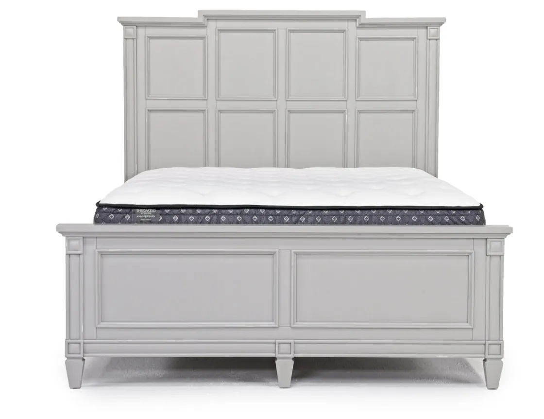 Mor Furniture Willowbrook Panel Bed, Dresser, Mirror & Nightstand In Pebble, Queen