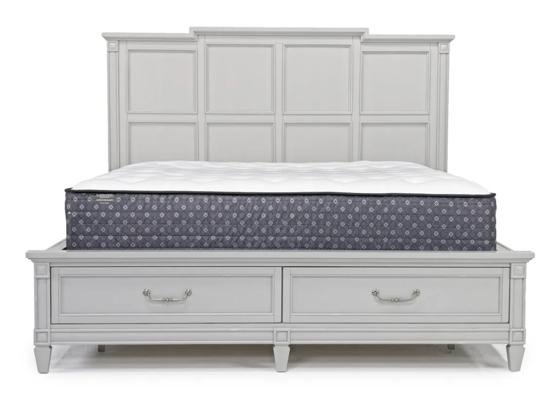 Mor Furniture Willowbrook Panel Bed, Dresser, Mirror & Nightstand In Pebble, Queen