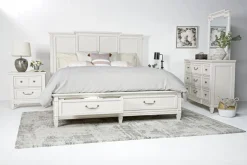 Mor Furniture Willowbrook Panel Bed, Dresser, Mirror & Nightstand In Pebble, Queen