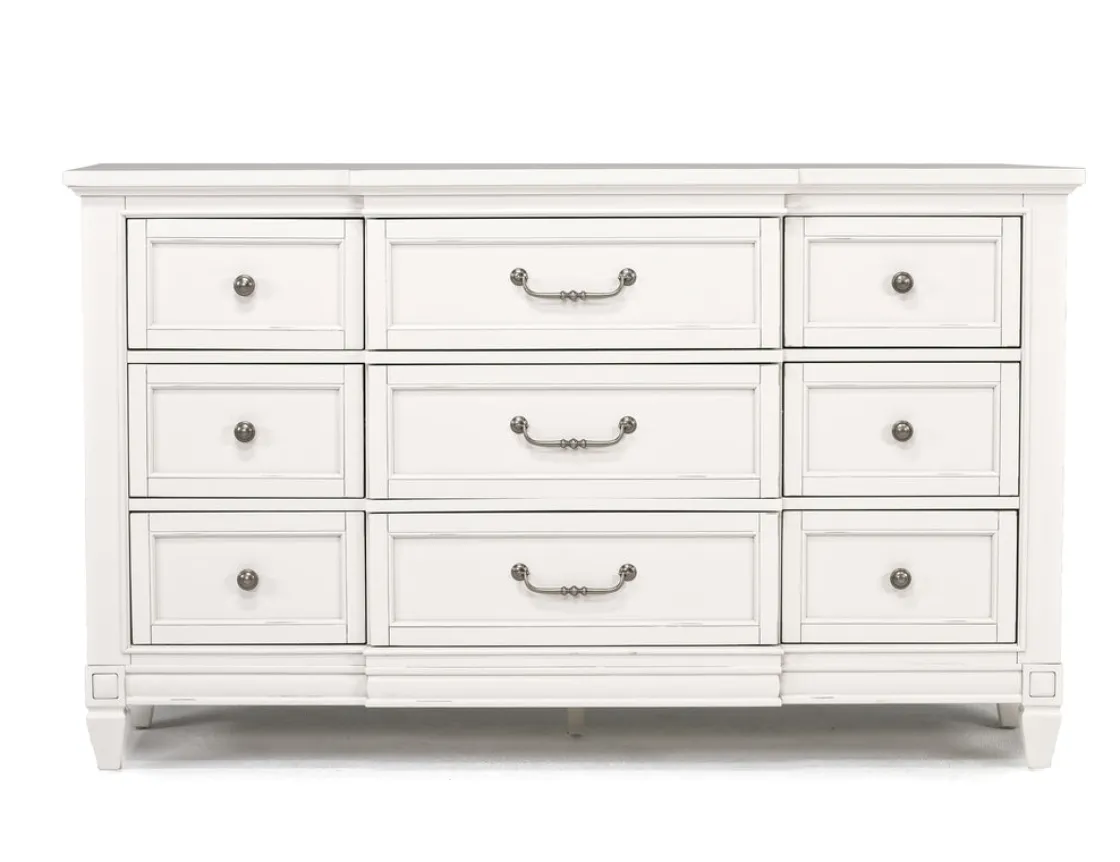 Mor Furniture Willowbrook Panel Bed, Dresser, Mirror & Nightstand In Pebble, Queen