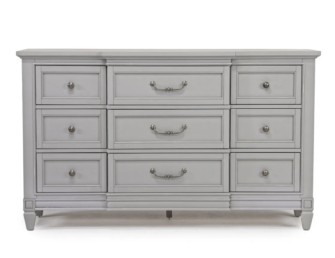 Mor Furniture Willowbrook Panel Bed, Dresser, Mirror & Nightstand In Pebble, Queen