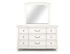 Mor Furniture Willowbrook Panel Bed, Dresser, Mirror & Nightstand In Pebble, Queen