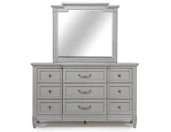 Mor Furniture Willowbrook Panel Bed, Dresser, Mirror & Nightstand In Pebble, Queen