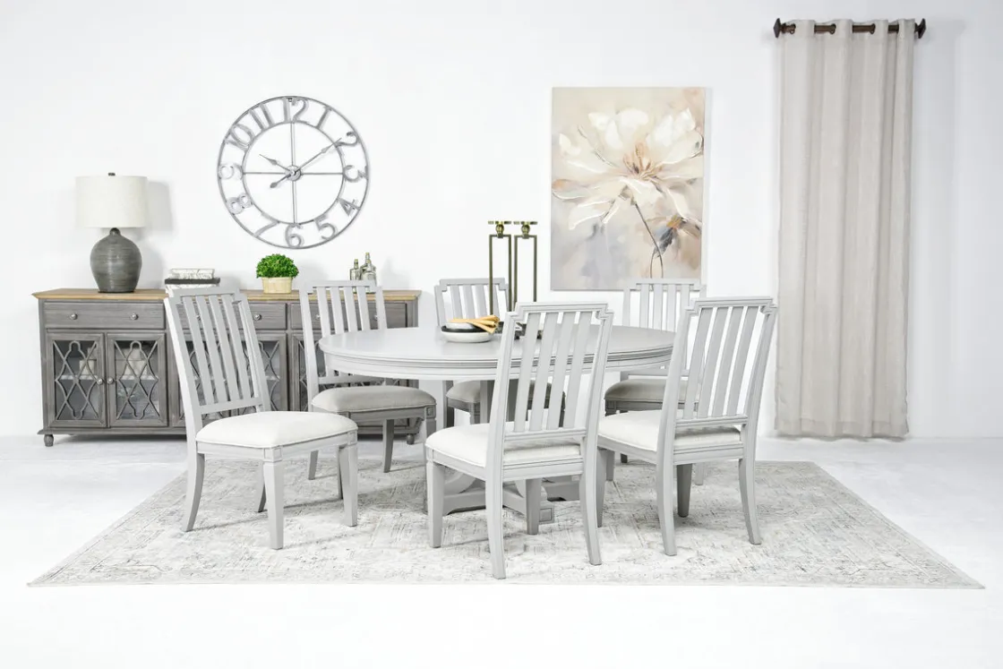 Mor Furniture Willowbrook Round Dining Table & 6 Chairs In Pebble