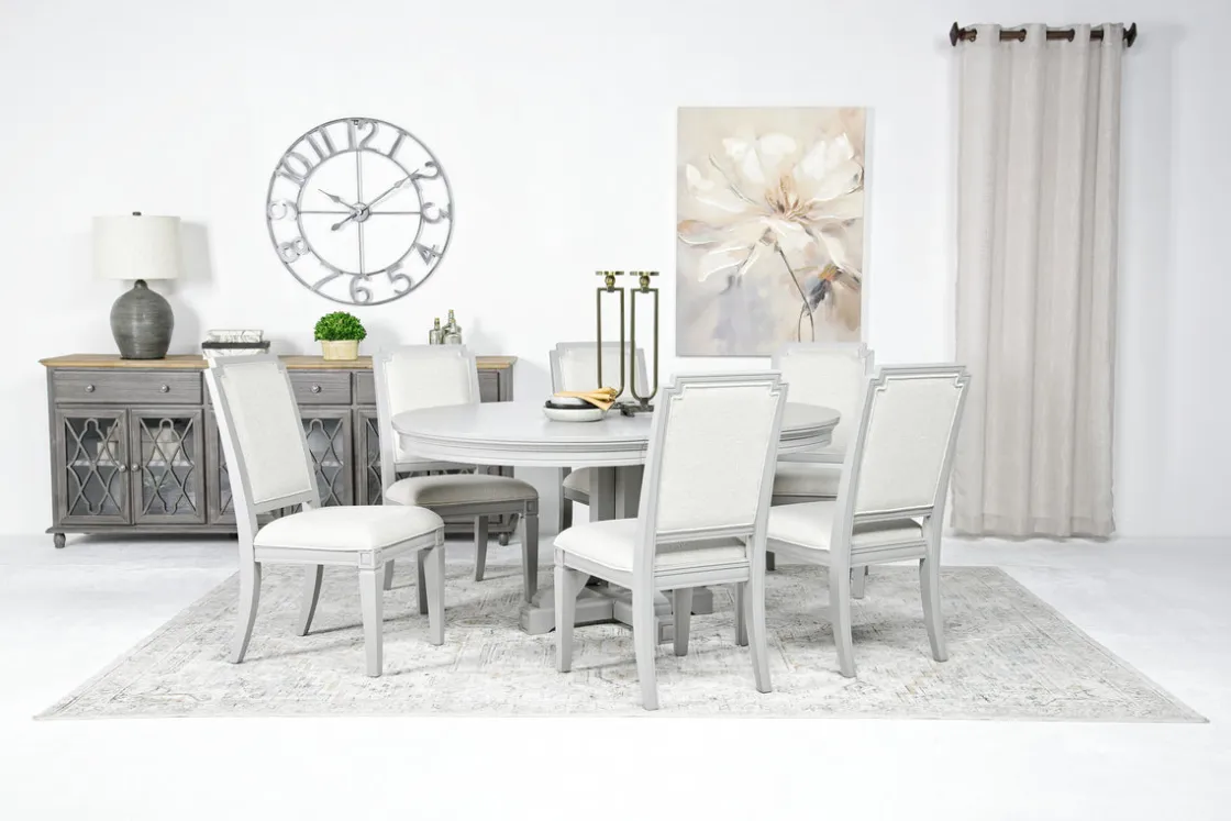 Mor Furniture Willowbrook Round Dining Table & 6 Chairs In Pebble