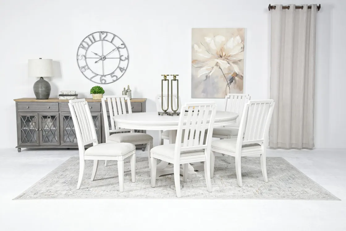 Mor Furniture Willowbrook Round Dining Table & 6 Chairs In Pebble