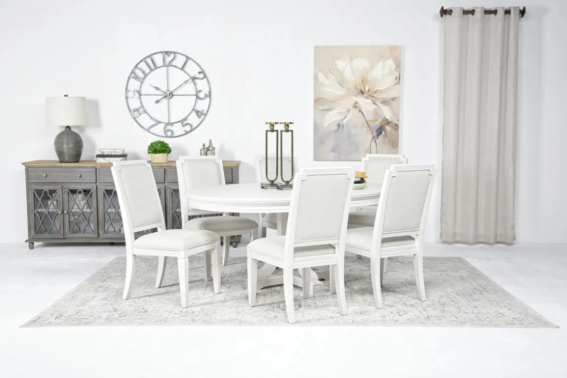 Mor Furniture Willowbrook Round Dining Table & 6 Chairs In Pebble