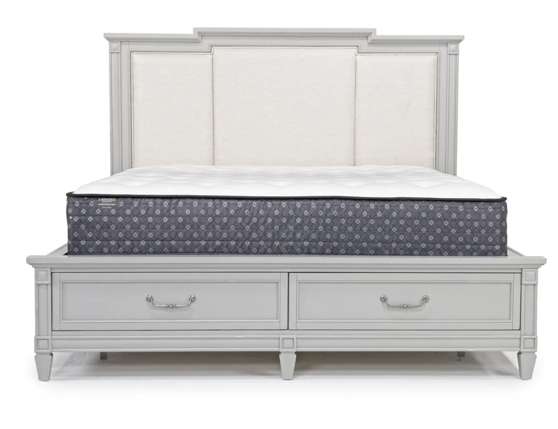 Mor Furniture Willowbrook Upholstered Panel Bed In Pebble, Queen