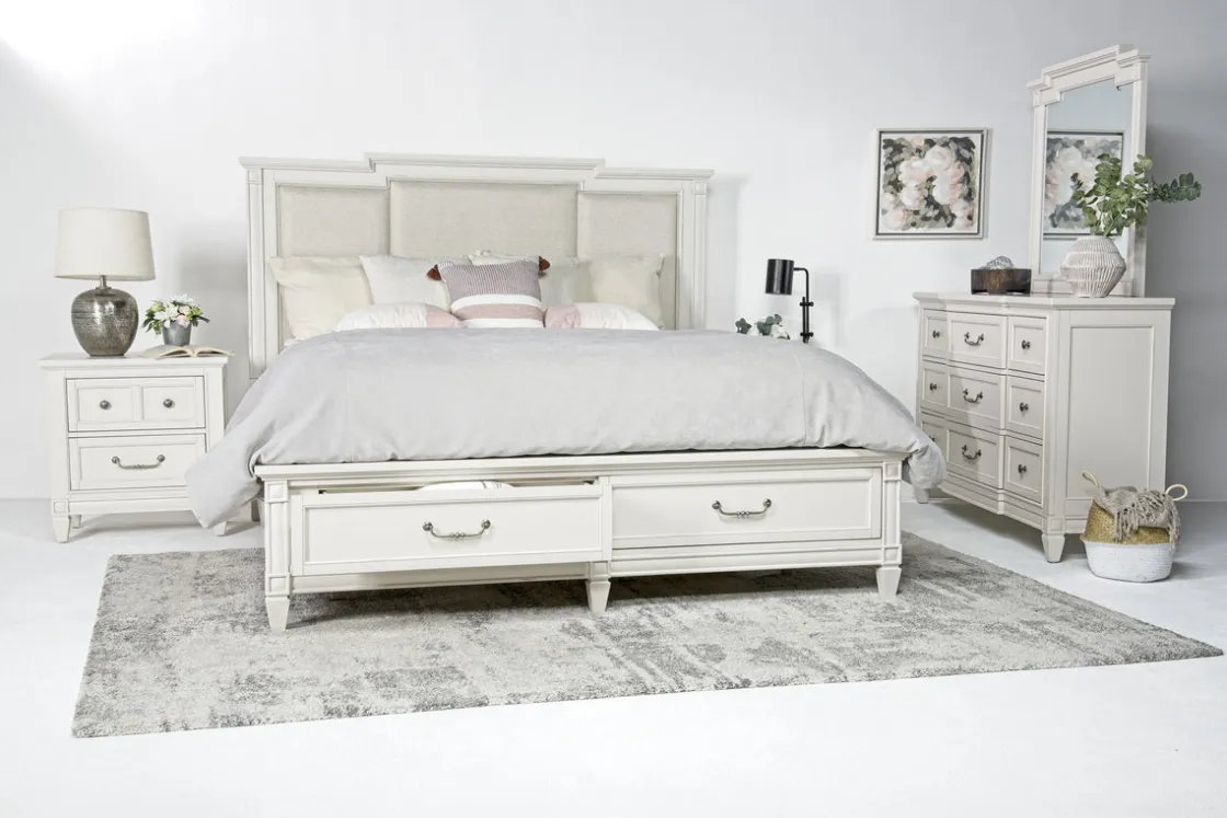 Mor Furniture Willowbrook Upholstered Panel Bed In Pebble, Queen
