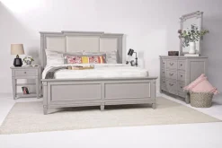 Mor Furniture Willowbrook Upholstered Panel Bed In Pebble, Queen